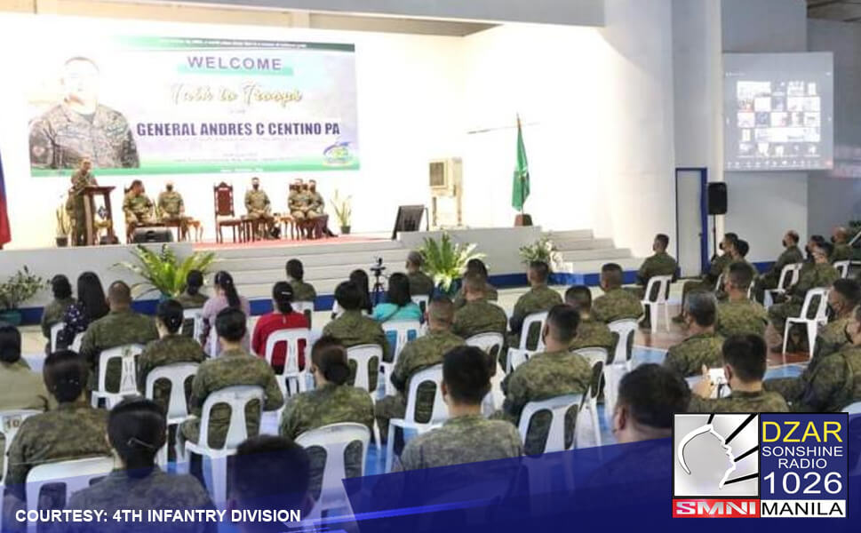 Mainit na sinalubong ng 4th Infantry "Diamond" Division si AFP chief of staff General Andres Centino sa kanyang farewell visit
