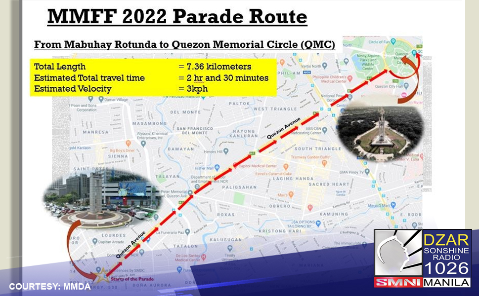 Inilabas na ng Metropolitan Manila Development Authority ang magiging ruta ng isasagawang na MMFF 2022 Parade of Stars sa Dec. 21, 2022.
